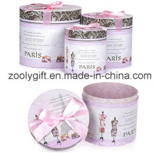 Cardboard Round Gift Box Set with Butterfly Bow